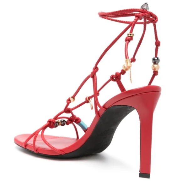 $598 Zadig & Voltaire Alana Leather charm jewel stone strappy Sandals High Heels - Picture 4 of 15